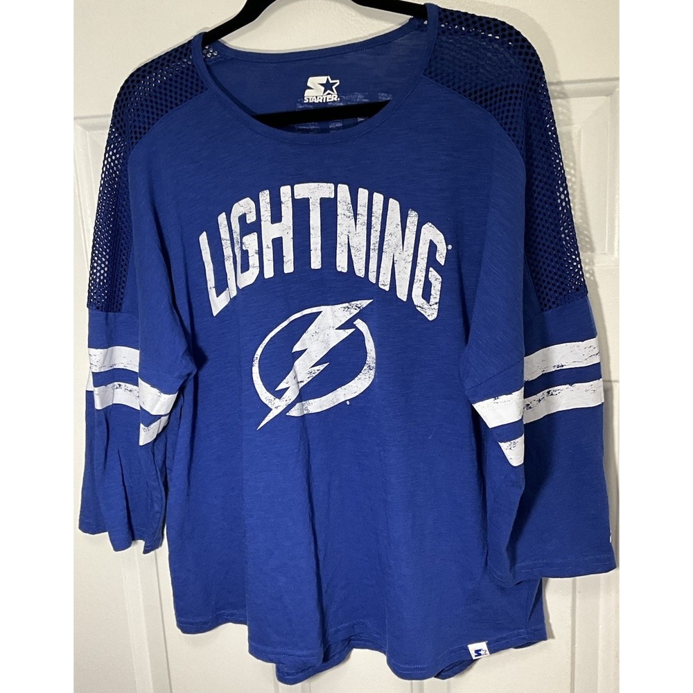 Starter NHL Hockey Tampa Bay Lightning Blue Jersey Shirt Women's XL